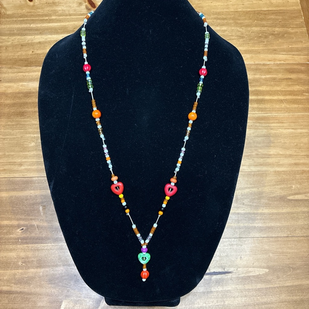 Vibrant 18 inch Unique Handmade Beaded Necklace